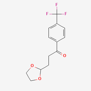 molecular formula C13H13F3O3 B8776690 3-(1,3-Dioxolan-2-yl)-1-(4-(trifluoromethyl)phenyl)propan-1-one 