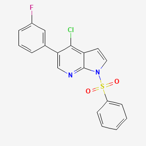 molecular formula C19H12ClFN2O2S B8777226 1H-Pyrrolo[2,3-b]pyridine, 4-chloro-5-(3-fluorophenyl)-1-(phenylsulfonyl)- 