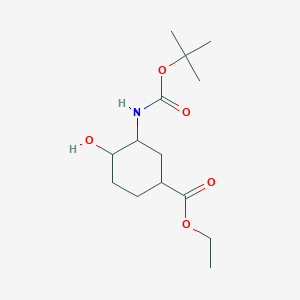 molecular formula C14H25NO5 B8777411 Ethyl 3-((tert-butoxycarbonyl)amino)-4-hydroxycyclohexane-1-carboxylate 