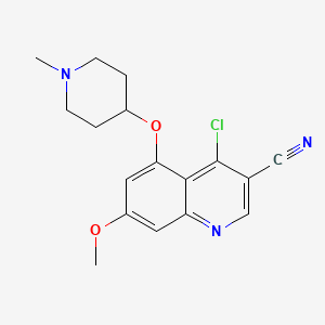 molecular formula C17H18ClN3O2 B8777821 3-Quinolinecarbonitrile, 4-chloro-7-methoxy-5-[(1-methyl-4-piperidinyl)oxy]- CAS No. 541505-14-0