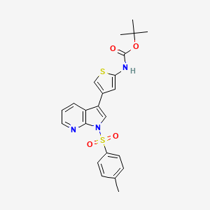 molecular formula C23H23N3O4S2 B8777963 Carbamic acid, [4-[1-[(4-methylphenyl)sulfonyl]-1H-pyrrolo[2,3-b]pyridin-3-yl]-2-thienyl]-, 1,1-dimethylethyl ester (9CI) CAS No. 868387-46-6