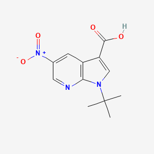 molecular formula C12H13N3O4 B8778351 1H-Pyrrolo[2,3-b]pyridine-3-carboxylic acid, 1-(1,1-dimethylethyl)-5-nitro- 