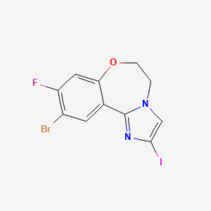 molecular formula C11H7BrFIN2O B8778384 10-Bromo-9-fluoro-2-iodo-5,6-dihydrobenzo[f]imidazo[1,2-d][1,4]oxazepine 