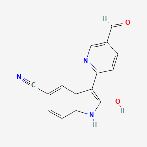 3-(5-Formylpyridin-2-yl)-2-hydroxy-1H-indole-5-carbonitrile