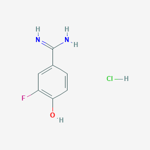 molecular formula C7H8ClFN2O B8778416 3-Fluoro-4-hydroxybenzimidamide hydrochloride 