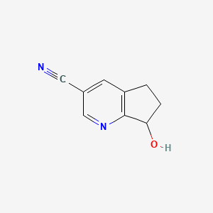 molecular formula C9H8N2O B8778469 7-Hydroxy-6,7-dihydro-5H-cyclopenta[B]pyridine-3-carbonitrile 