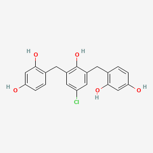 molecular formula C20H17ClO5 B8778487 1,3-Benzenediol, 4,4'-[(5-chloro-2-hydroxy-1,3-phenylene)bis(methylene)]bis- CAS No. 31265-39-1