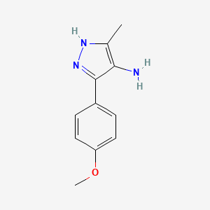 molecular formula C11H13N3O B8778883 3-(4-methoxyphenyl)-5-methyl-1H-pyrazol-4-amine CAS No. 645418-22-0