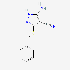 1H-Pyrazole-4-carbonitrile, 3-amino-5-[(phenylmethyl)thio]-