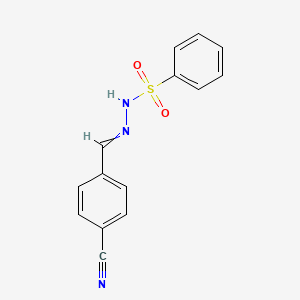 molecular formula C14H11N3O2S B8779069 p-Cyanobenzaldehyde Benzenesulfonylhydrazone 