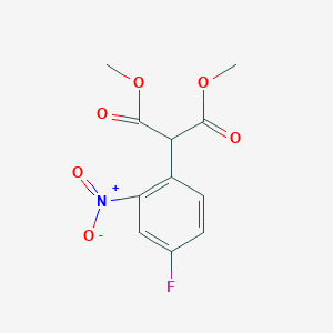 molecular formula C11H10FNO6 B8779306 Propanedioic acid, 2-(4-fluoro-2-nitrophenyl)-, 1,3-dimethyl ester 
