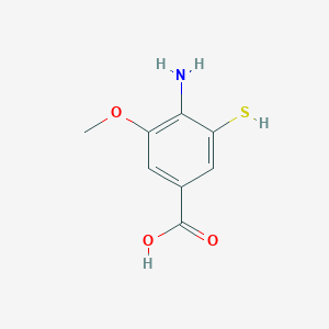 molecular formula C8H9NO3S B8779356 4-Amino-3-mercapto-5-methoxybenzoic acid 
