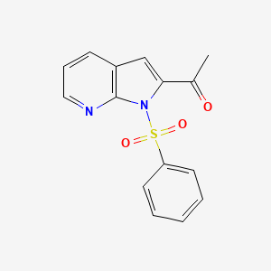 molecular formula C15H12N2O3S B8779730 Ethanone, 1-[1-(phenylsulfonyl)-1H-pyrrolo[2,3-b]pyridin-2-yl]- 