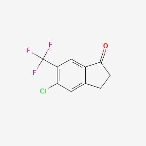 molecular formula C10H6ClF3O B8779778 5-Chloro-6-(trifluoromethyl)-2,3-dihydro-1H-inden-1-one 