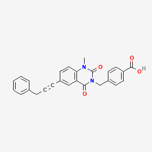 molecular formula C26H20N2O4 B8779945 4-{[1-Methyl-2,4-Dioxo-6-(3-Phenylprop-1-Yn-1-Yl)-1,4-Dihydroquinazolin-3(2h)-Yl]methyl}benzoic Acid 