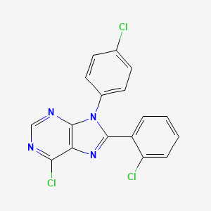 molecular formula C17H9Cl3N4 B8780007 6-Chloro-8-(2-chlorophenyl)-9-(4-chlorophenyl)-9H-purine 
