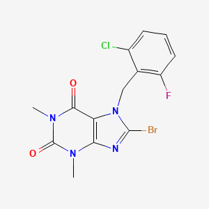 molecular formula C14H11BrClFN4O2 B8780013 8-bromo-7-(2-chloro-6-fluorobenzyl)-1,3-dimethyl-3,7-dihydro-1H-purine-2,6-dione 