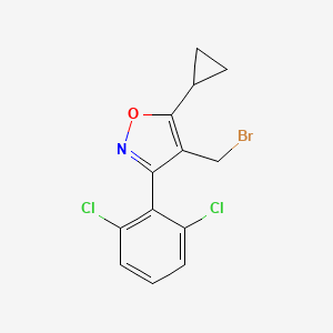 molecular formula C13H10BrCl2NO B8780029 4-(Bromomethyl)-5-cyclopropyl-3-(2,6-dichlorophenyl)isoxazole 