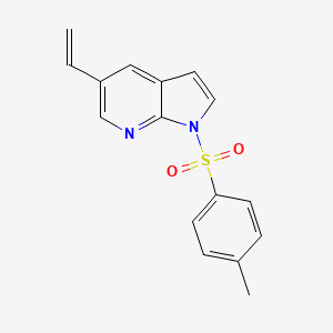 molecular formula C16H14N2O2S B8780389 1-(Toluene-4-sulfonyl)-5-vinyl-1H-pyrrolo[2,3-b]pyridine 