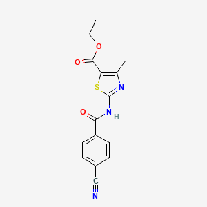 molecular formula C15H13N3O3S B8780631 ethyl 2-(4-cyanobenzamido)-4-methyl-1,3-thiazole-5-carboxylate 