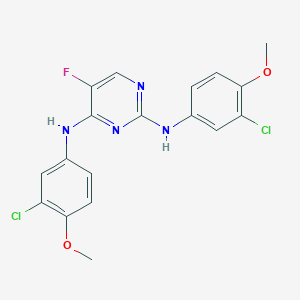 molecular formula C18H15Cl2FN4O2 B8780816 N2,N4-BIS(3-CHLORO-4-METHOXYPHENYL)-5-FLUOROPYRIMIDINE-2,4-DIAMINE 