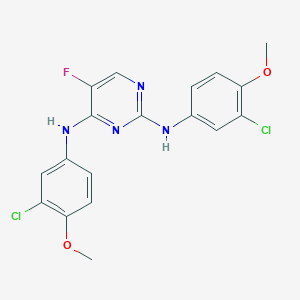 molecular formula C18H15Cl2FN4O2 B8780816 N,N'-bis(3-chloro-4-methoxyphenyl)-5-fluoropyrimidine-2,4-diamine 