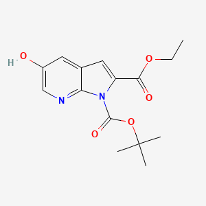 molecular formula C15H18N2O5 B8780886 1H-Pyrrolo[2,3-b]pyridine-1,2-dicarboxylic acid, 5-hydroxy-, 1-(1,1-dimethylethyl) 2-ethyl ester 