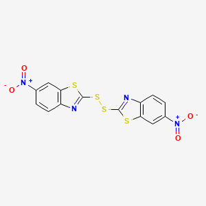 molecular formula C14H6N4O4S4 B8781010 Benzothiazole, 2,2'-dithiobis[6-nitro- CAS No. 121579-06-4