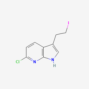 molecular formula C9H8ClIN2 B8781557 1H-Pyrrolo[2,3-b]pyridine, 6-chloro-3-(2-iodoethyl)- 