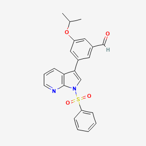 molecular formula C23H20N2O4S B8783169 Benzaldehyde, 3-(1-methylethoxy)-5-[1-(phenylsulfonyl)-1H-pyrrolo[2,3-b]pyridin-3-yl]- 