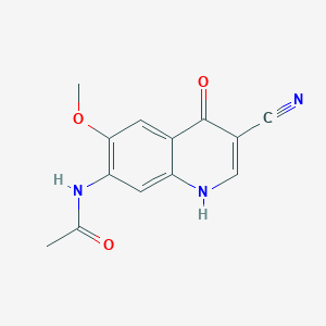 molecular formula C13H11N3O3 B8783270 Acetamide, N-(3-cyano-1,4-dihydro-6-methoxy-4-oxo-7-quinolinyl)- 