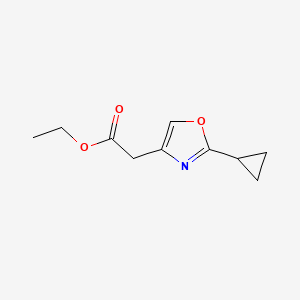 molecular formula C10H13NO3 B8783337 Ethyl 2-(2-cyclopropyloxazol-4-yl)acetate 