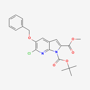 1H-Pyrrolo[2,3-b]pyridine-1,2-dicarboxylic acid, 6-chloro-5-(phenylmethoxy)-, 1-(1,1-dimethylethyl) 2-methyl ester