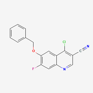 molecular formula C17H10ClFN2O B8783636 6-Benzyloxy-4-chloro-7-fluoro-3-quinolinecarbonitrile 