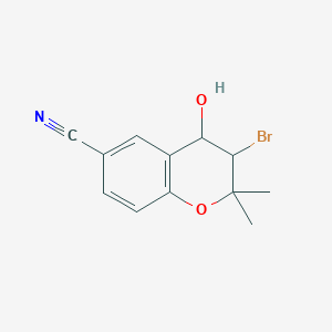 molecular formula C12H12BrNO2 B8784384 3-Bromo-4-hydroxy-2,2-dimethylchromane-6-carbonitrile 