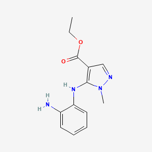 molecular formula C13H16N4O2 B8784476 Ethyl 5-((2-aminophenyl)amino)-1-methyl-1H-pyrazole-4-carboxylate 
