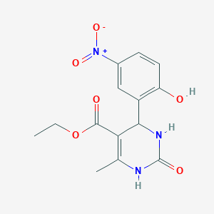 molecular formula C14H15N3O6 B8784675 ETHYL 4-(2-HYDROXY-5-NITROPHENYL)-6-METHYL-2-OXO-1,2,3,4-TETRAHYDRO-5-PYRIMIDINECARBOXYLATE 