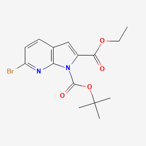 molecular formula C15H17BrN2O4 B8785107 1H-Pyrrolo[2,3-b]pyridine-1,2-dicarboxylic acid, 6-bromo-, 1-(1,1-dimethylethyl) 2-ethyl ester 