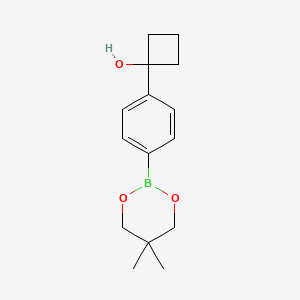 molecular formula C15H21BO3 B8785279 1-(4-(5,5-Dimethyl-1,3,2-dioxaborinan-2-yl)phenyl)cyclobutanol 