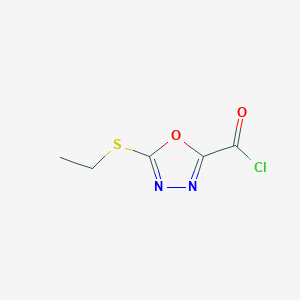 molecular formula C5H5ClN2O2S B8785296 5-Ethylthio-1,3,4-oxadiazole-2-carbonyl chloride CAS No. 62373-37-9