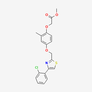 molecular formula C20H18ClNO4S B8785332 Acetic acid, 2-[4-[[4-(2-chlorophenyl)-2-thiazolyl]methoxy]-2-methylphenoxy]-, methyl ester 
