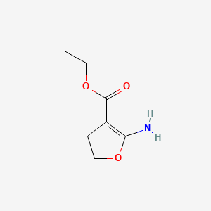 molecular formula C7H11NO3 B8785433 Ethyl 2-amino-4,5-dihydro-3-furoate CAS No. 29108-09-6