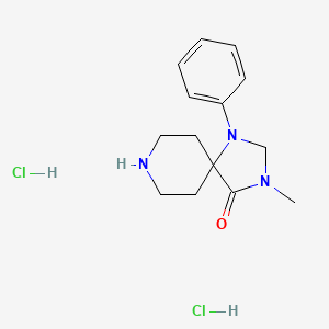 molecular formula C14H21Cl2N3O B8785449 3-Methyl-1-phenyl-1,3,8-triazaspiro[4.5]decan-4-one dihydrochloride 