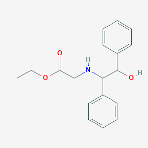 Acetic acid, 2-[(2-hydroxy-1,2-diphenylethyl)amino]-, ethyl ester