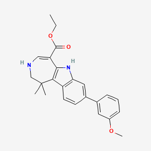 molecular formula C24H26N2O3 B8785571 Azepino[4,5-b]indole-5-carboxylic acid, 1,2,3,6-tetrahydro-8-(3-methoxyphenyl)-1,1-dimethyl-, ethyl ester 