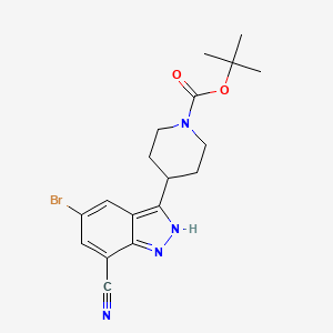 molecular formula C18H21BrN4O2 B8785812 1-Piperidinecarboxylic acid, 4-(5-bromo-7-cyano-1H-indazol-3-yl)-, 1,1-dimethylethyl ester 