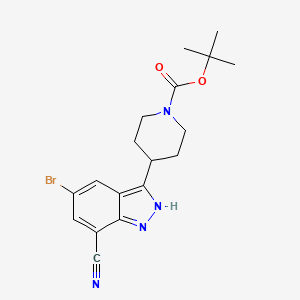 1-Piperidinecarboxylic acid, 4-(5-bromo-7-cyano-1H-indazol-3-yl)-, 1,1-dimethylethyl ester