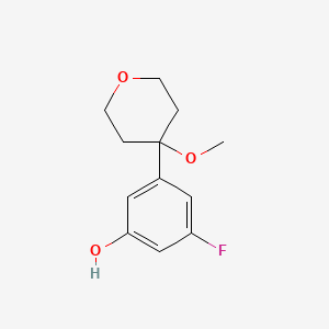 molecular formula C12H15FO3 B8785827 3-Fluoro-5-(4-methoxytetrahydro-2H-pyran-4-yl)phenol 