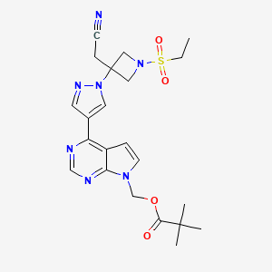 molecular formula C22H27N7O4S B8785847 (4-(1-(3-(Cyanomethyl)-1-(ethylsulfonyl)azetidin-3-yl)-1H-pyrazol-4-yl)-7H-pyrrolo[2,3-d]pyrimidin-7-yl)methyl pivalate CAS No. 1187595-90-9