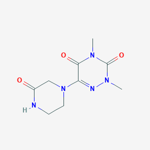 molecular formula C9H13N5O3 B8785867 2,4-dimethyl-6-(3-oxo-piperazin-1-yl)-2H-[1,2,4]triazine-3,5-dione 